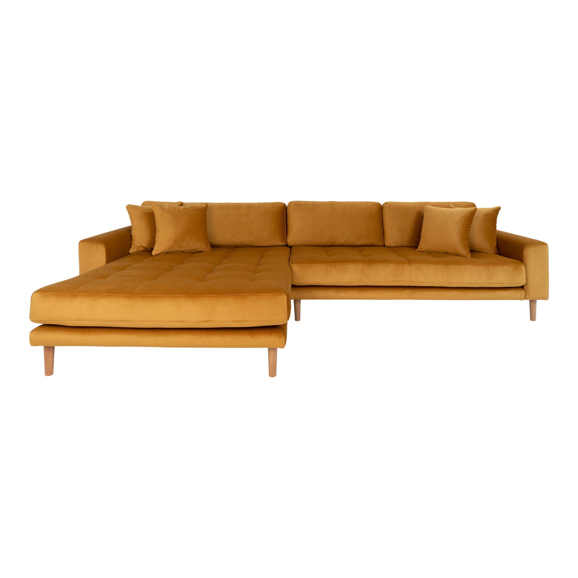 Lido – Loungesofa linksseitig, Samt, mit 4 Kissen, 290×170/92×76 cm